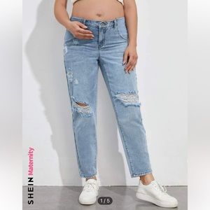 Shein maternity ripped mom jeans